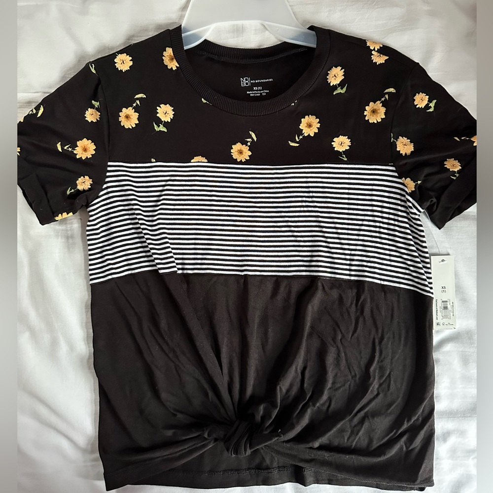 NWT Black White and Flower Shirt